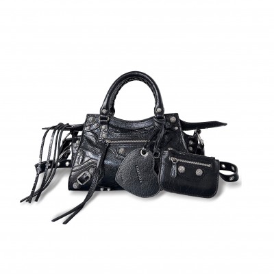 BALENCIAGA SMALL NEO CAGOLE CITY IN DIAMOND BLACK 700940210Q06904 (25.9*17.8*11.4cm)